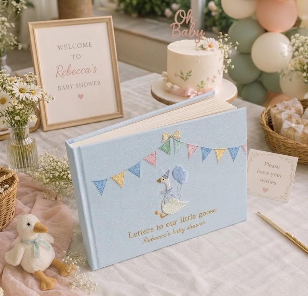 Letters to Baby Silly Goose Embroidered Guest Book – Personalized Baby Shower Keepsake Letters to Baby Silly Goose Embroidered Guest Book – Personalized Baby Shower Keepsake