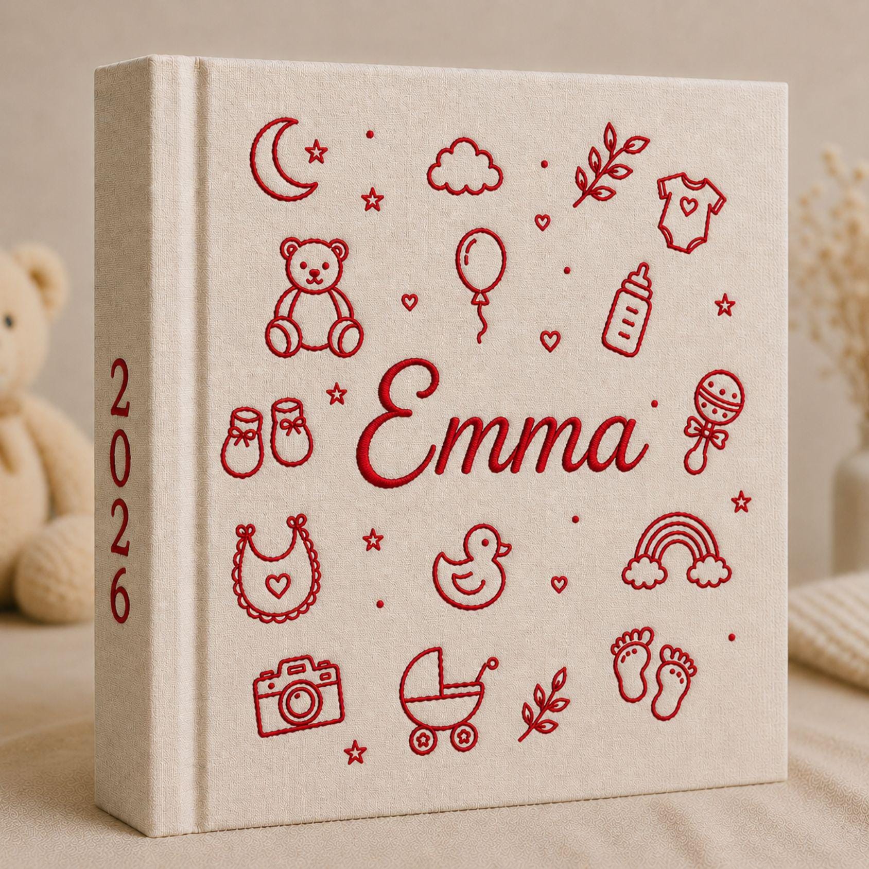 Custom Embroidered Baby Photo Album – Personalized Newborn Memory Book Custom Embroidered Baby Photo Album – Personalized Newborn Memory Book