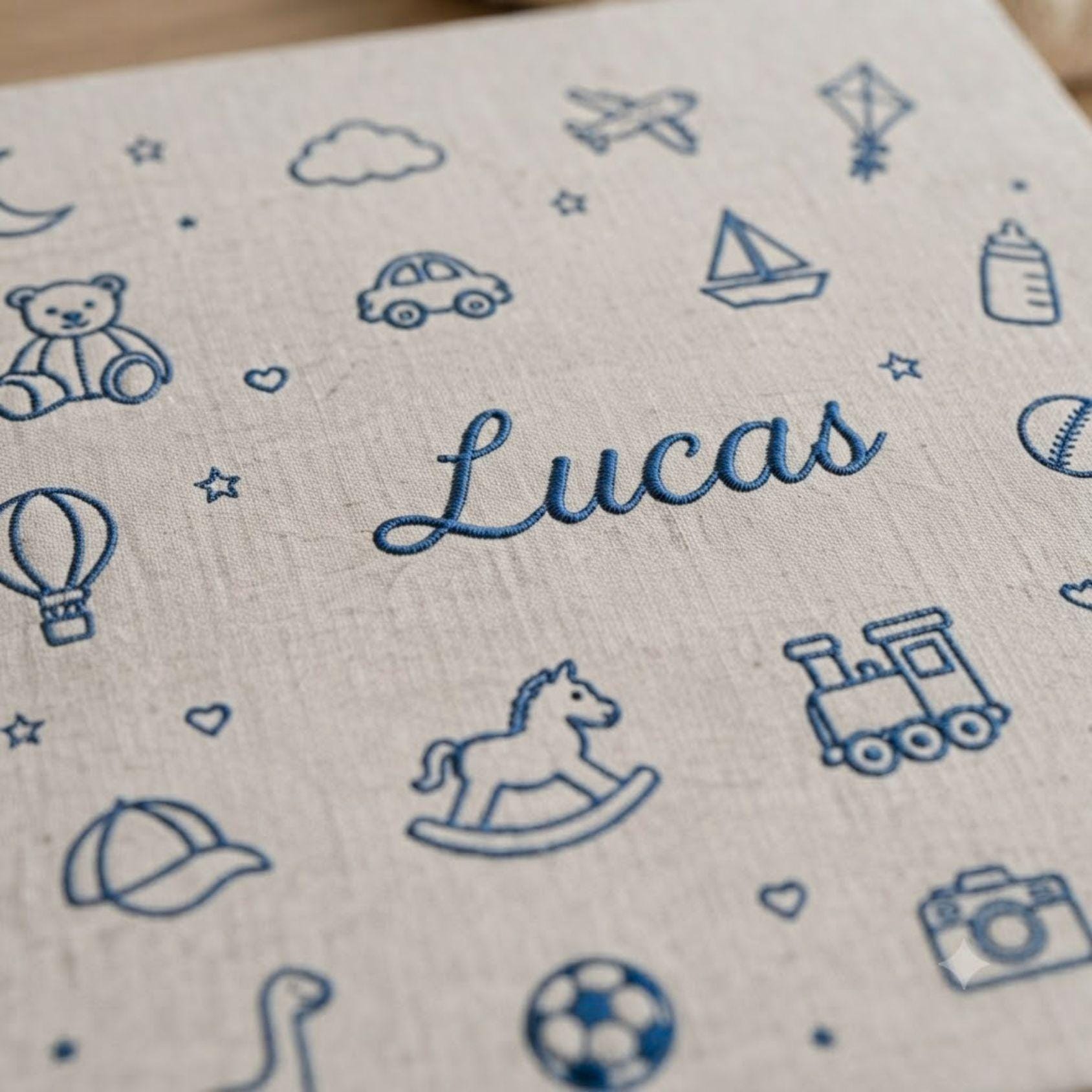 Custom Embroidered Baby Photo Album – Personalized Linen Memory Book Custom Embroidered Baby Photo Album – Personalized Linen Memory Book