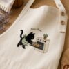 Black Cat Baker Embroidered Linen Apron – Custom Name Baking Gift