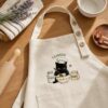 Funny Black Cat Embroidered Apron – Custom Name Kids Baking Gift