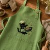 Black Cat Baking Embroidered Apron – Custom Name Kitchen Gift