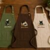 Black Cat Embroidered Apron – Custom Name Baking Gift for Cat Lovers