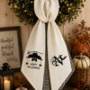 Black Cat Halloween Embroidered Wreath Sash – Custom Monogram White Gingham Decor Black Cat Halloween Embroidered Wreath Sash – Custom Monogram White Gingham Decor