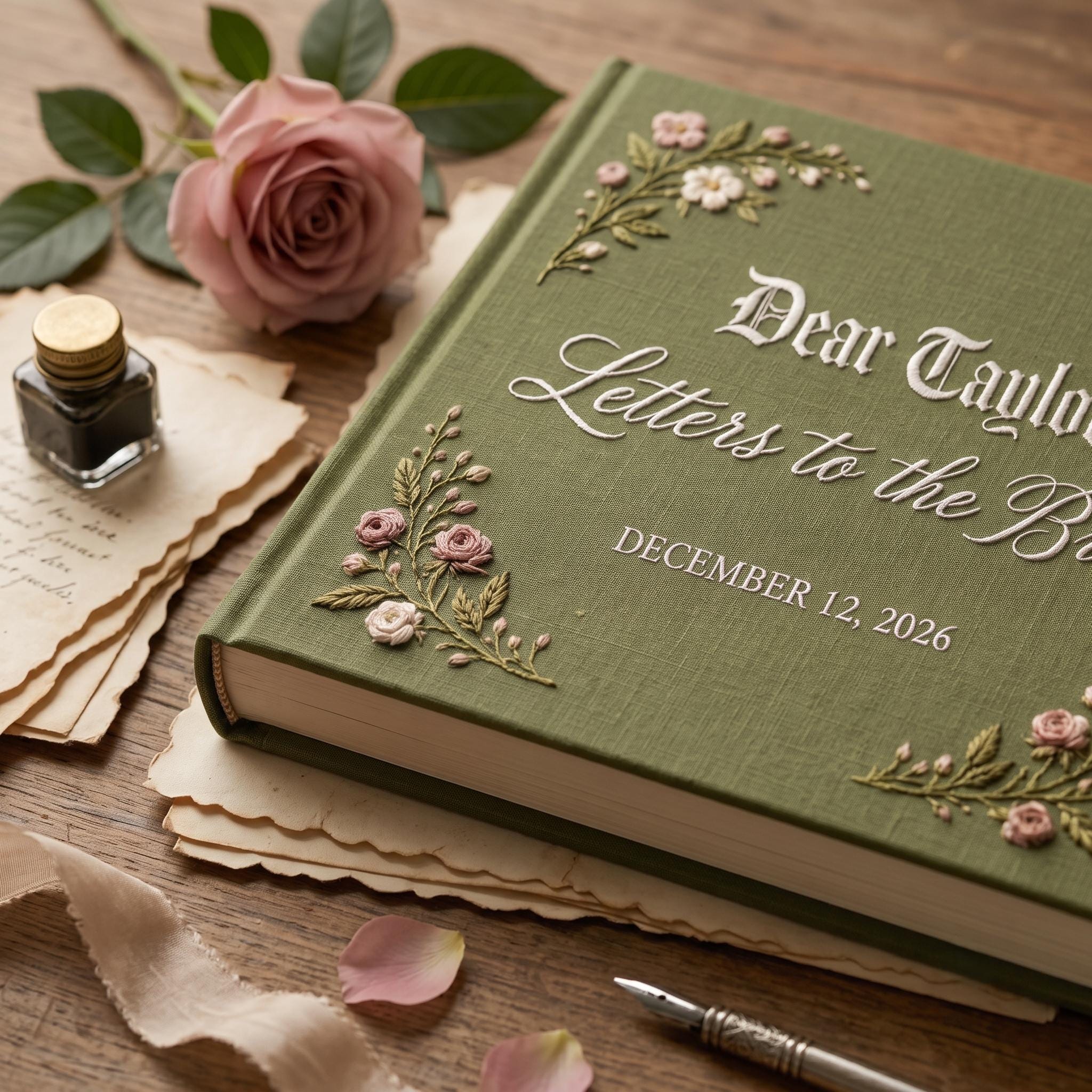Letters to the Bride Embroidered Rose Guest Book – Personalized Linen Bridal Shower Keepsake Letters to the Bride Embroidered Rose Guest Book – Personalized Linen Bridal Shower Keepsake