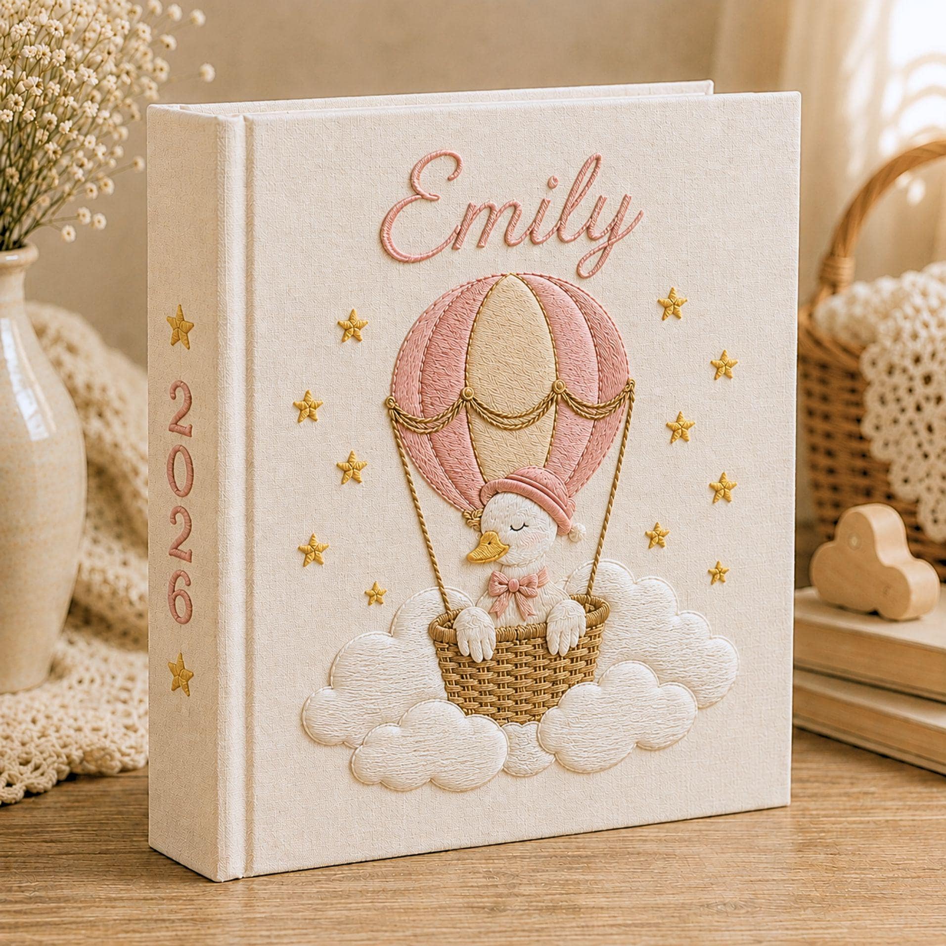 Personalized Embroidered Baby Photo Album – Custom Newborn Keepsake Gift