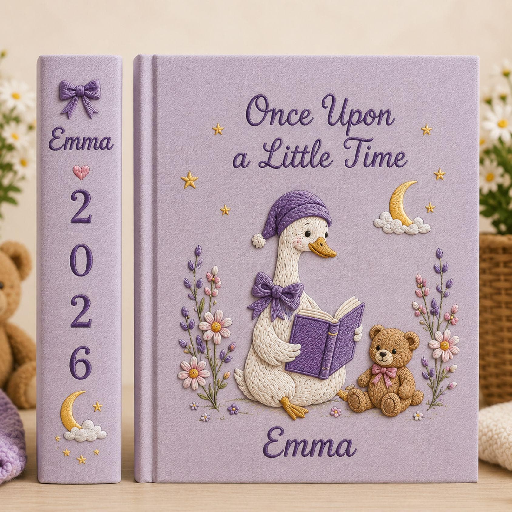 Silly Goose A Little Time Baby Memory Book – Personalized Embroidered Photo Album Keepsake