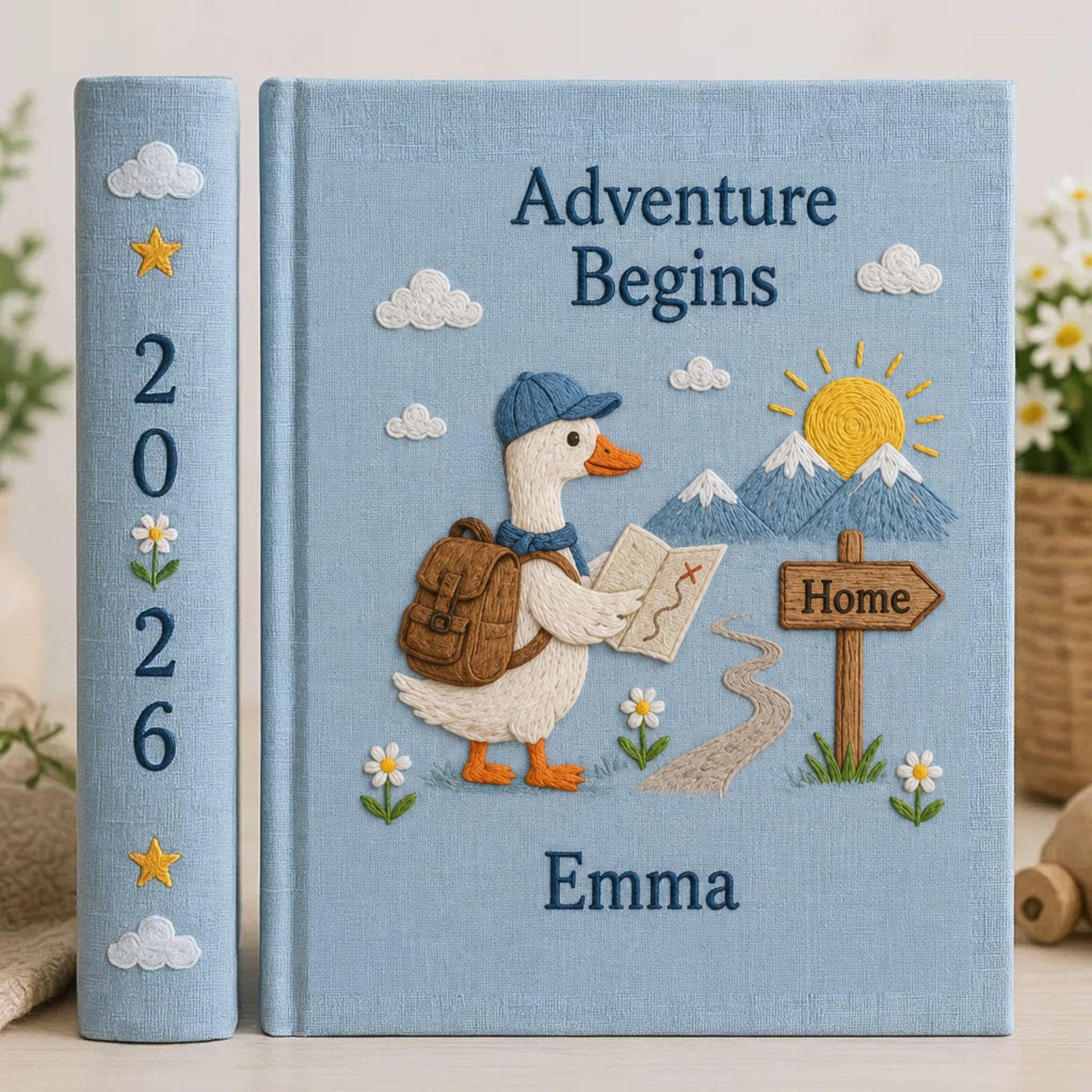 Custom Embroidered Baby Photo Album – Silly Goose Adventure Begins Memory Book