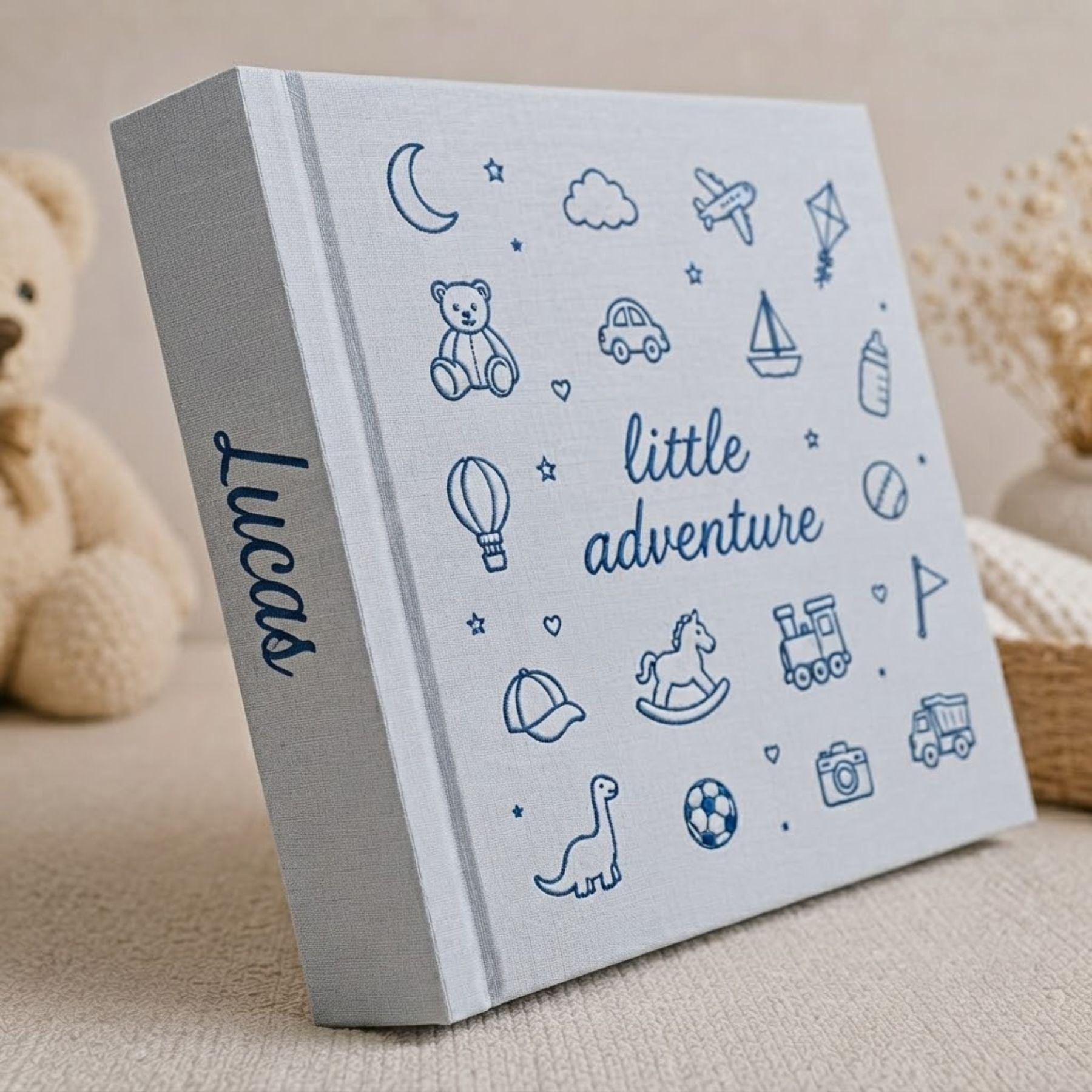 Custom Embroidered Baby Photo Album – Little Adventure Memory Book