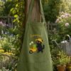 Autumn Pumpkin & Lily of the Valley Embroidered Linen Apron – Custom Name Garden Apron