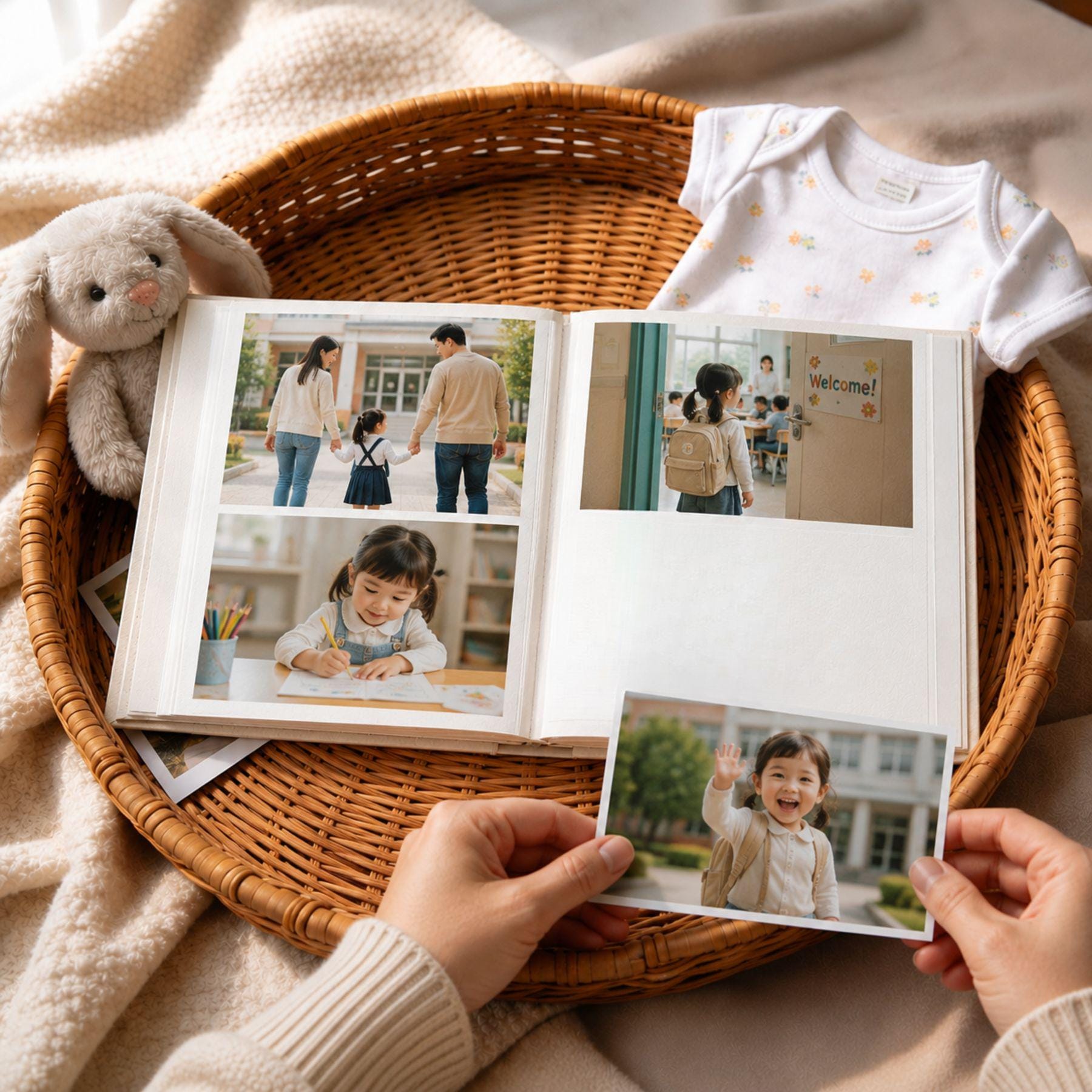 Little Steps Big Worlds Embroidered Baby Photo Album – Custom Memory Book