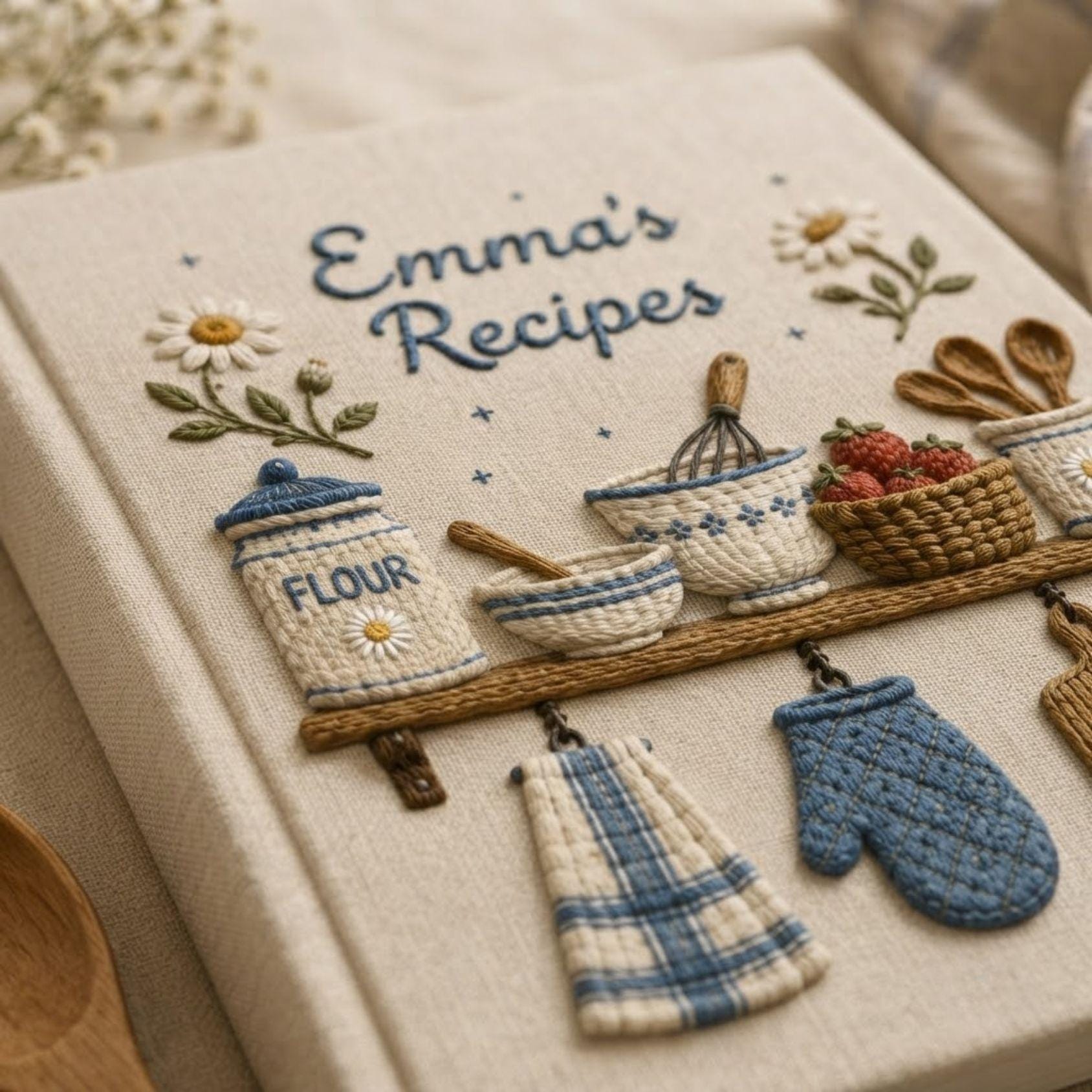 Custom Embroidered Recipe Book – Personalized Baking Cookbook Custom Embroidered Recipe Book – Personalized Baking Cookbook