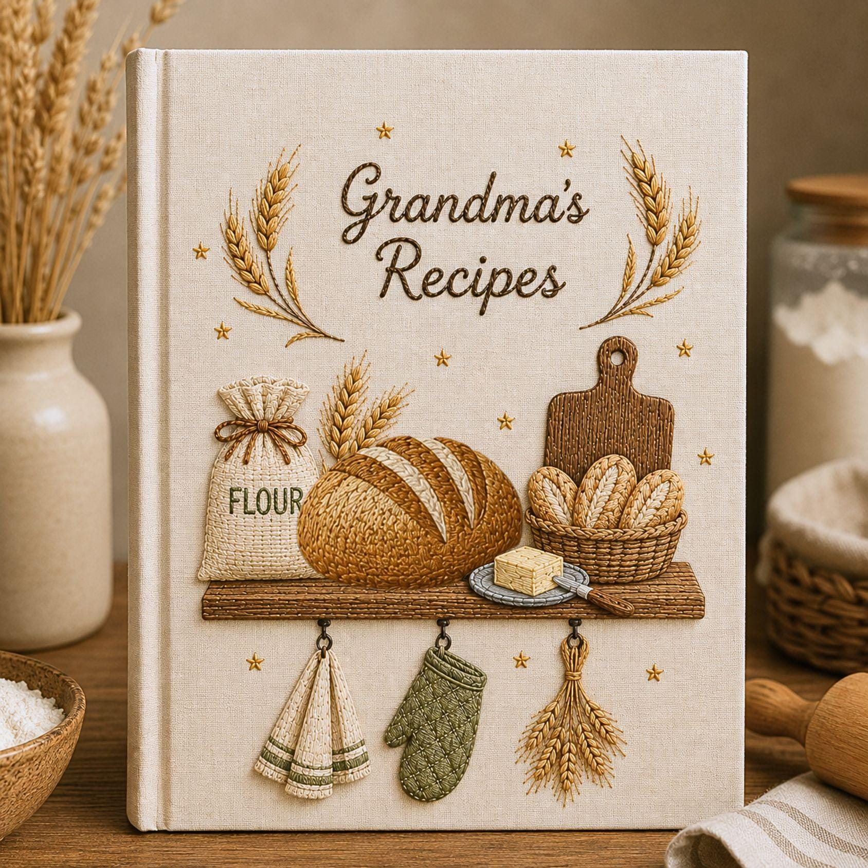 Custom Embroidered Bread Baker Recipe Book – Personalized Baking Cookbook