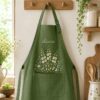 Forgetme not Meadow Embroidered Linen Apron – Custom Name Gift for Mom