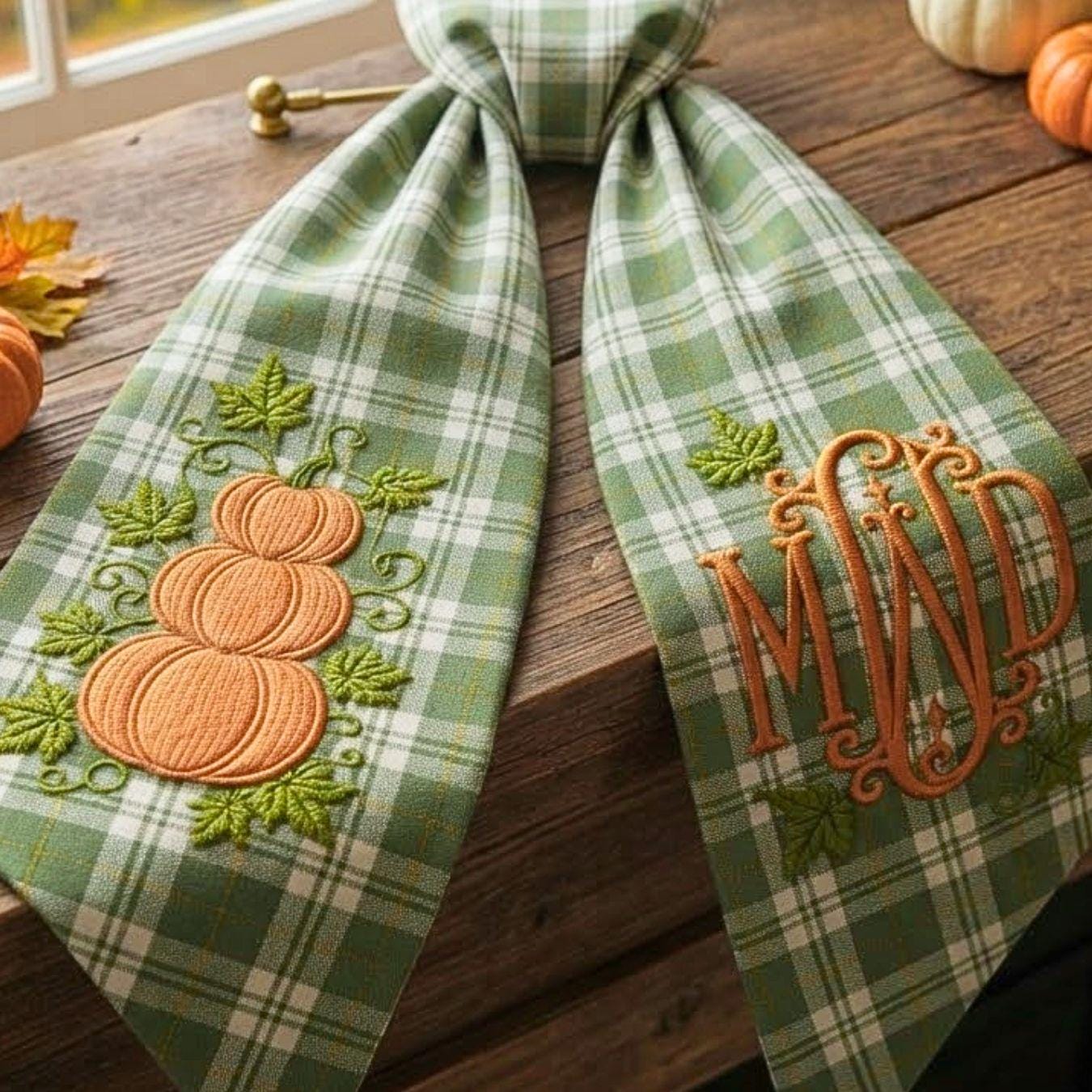 Custom Pumpkin Wreath Sash – Monogram Ribbon Fall Door Decor