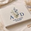 Portrait Wedding Venue Embroidered Guest Book – Custom Photo Linen Keepsake Portrait Wedding Venue Embroidered Guest Book – Custom Photo Linen Keepsake