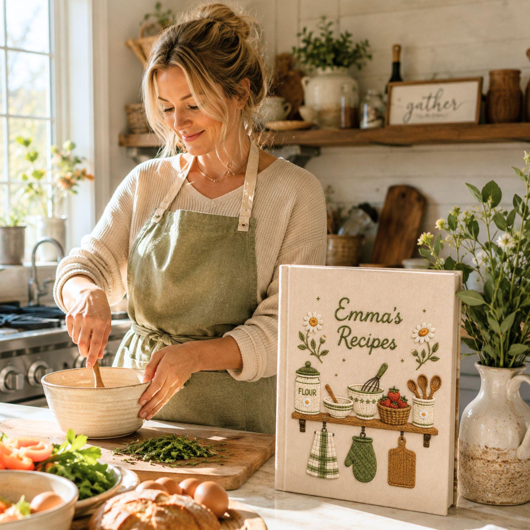 Custom Embroidered Recipe Book – Personalized Baking Cookbook
