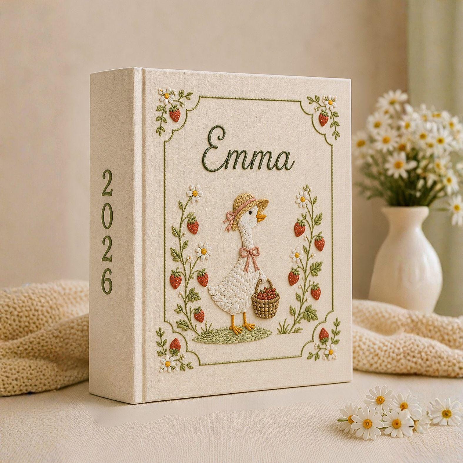 Silly Goose Berry Garden Baby Memory Book – Personalized Embroidered Photo Album