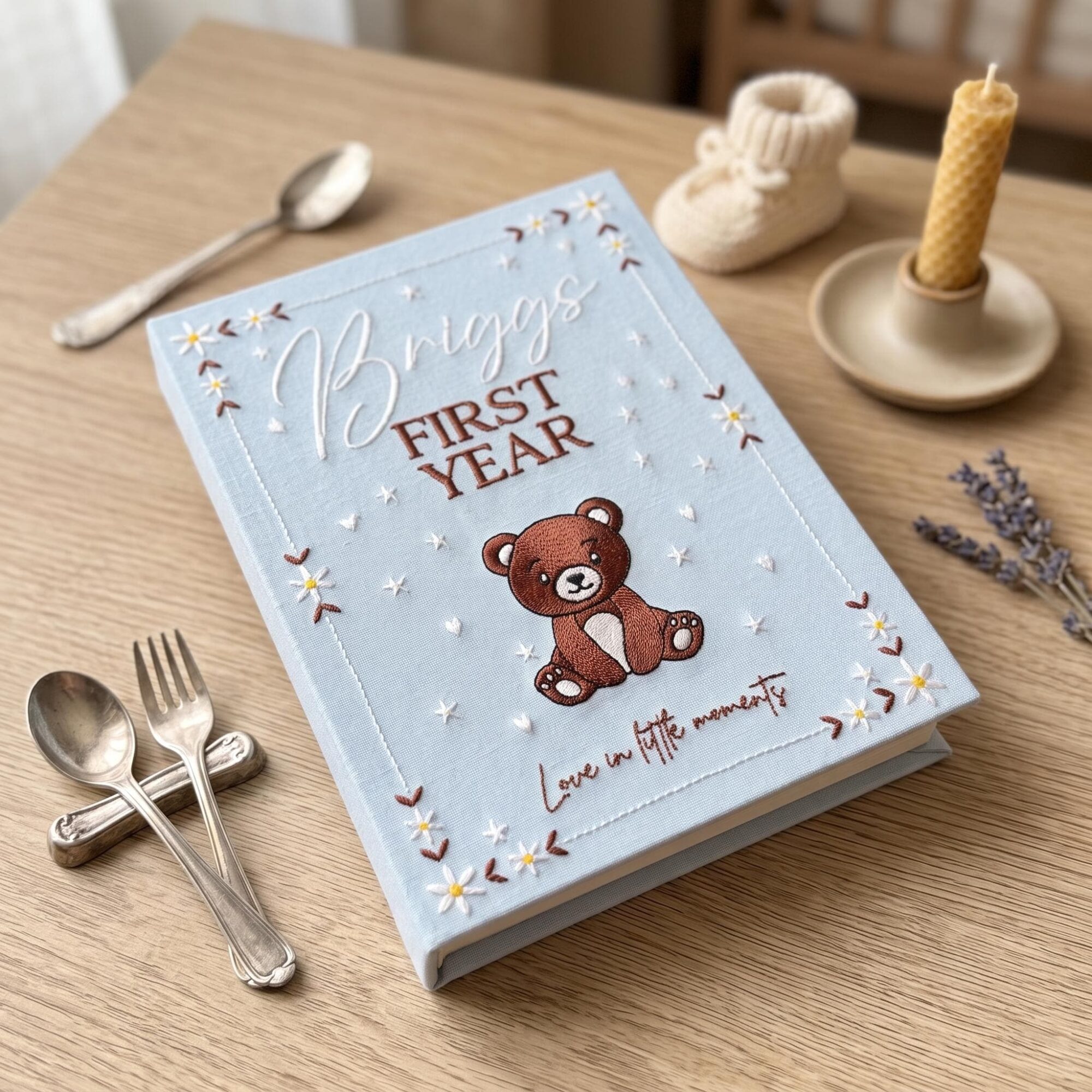 Personalized Embroidered Baby Photo Album, Custom Name Animal Memory Book, 1st 2nd 3rd Year Keepsake Album With Sleeves, Baby Shower Gifts